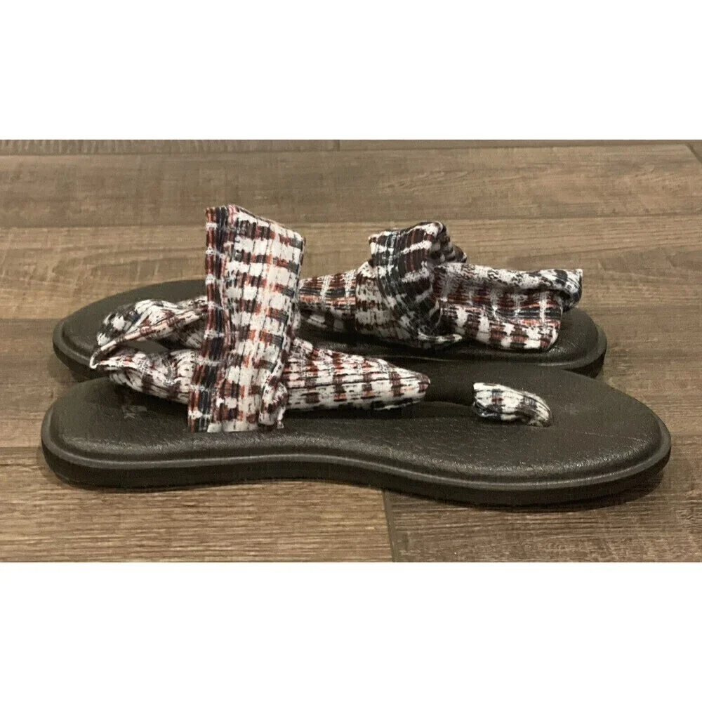 Sanuk Womens Size 7 Yoga Mat Sling Back Flip Flops Beach Comfort Sandals